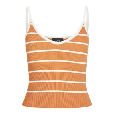 Image of JJXX Women&#039;s Jxesther Tight Short Stripe Top Knit, Orange, XL