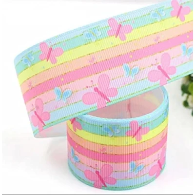 Image of 2m Grosgrain Ribbon Rainbow Butterfly Craft (2m Length x 25mm or 38mm Width) Birthday Cake Butterflies (38mm