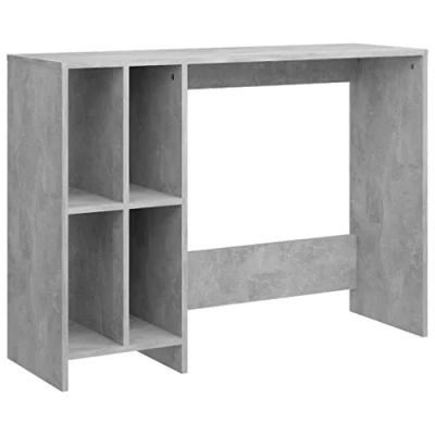 Image of vidaXL Engineered Wood Study Desk in Concrete Grey Compact Design with 4 Shelves Sleek and Modern Home/Office Furniture
