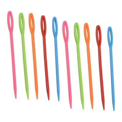 Image of Large Eye Plastic Sewing Needles,100 Pcs Needles Multicolor Childrens Big 7cm/2.7inch Hand Learning for Craft,DIY and Knitting