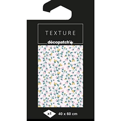 Image of Décopatch Ref TD788C Texture Collection Pink Small Floral Pattern Contains 1 Sheet of 40 x 60cm Textured Paper, Foil Printing for Metallic Effects