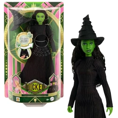 Image of Mattel Wicked Singing Elphaba Fashion Doll &amp; Accessories, Posable with Movie Inspired Look Removable Outfit, Sings “Defying Gravity, JLG48