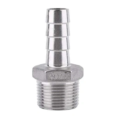 Image of 1 x SS304 Stainless Steel Barbed Hose Connector with Thread Adaptor DFE Tail Pipe 1/8 3/4