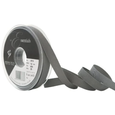 Image of Berisfords 3818 SGY 12 mm Rustic Taffeta Ribbon, Smoked Grey