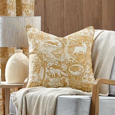 Image of furn. Winter Woods Animal Chenille Feather Filled Cushion Yellow Size 50 cm x
