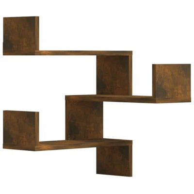 Image of vidaXL Wall Corner Shelves 2 pcs Smoked Oak 40x40x50 cm Engineered Wood