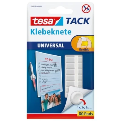 Image of tesa Tack Universal Adhesive Putty Alternative to Tacks and Pins, White, 80 Piece