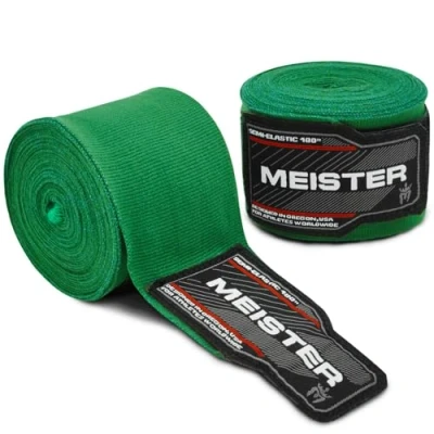 Image of Meister Adult 180&quot; Semi Elastic Hand Wraps for MMA &amp; Boxing (Pair) Forest Green