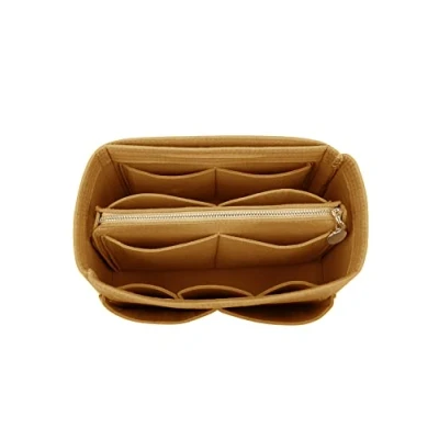 Image of LEXSION Felt Purse Bag Organizer Insert with zipper Tote Shaper Fit Speedy Neverful PM MM, 1 Brown, M