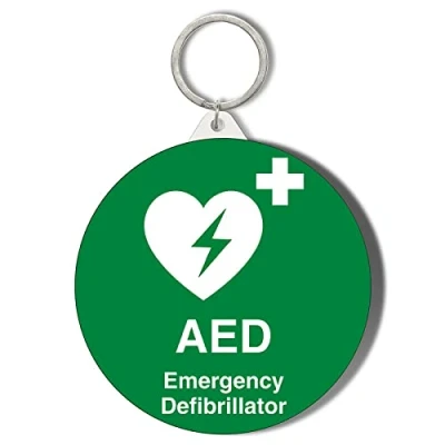 Image of Gift Insanity FIRST AID AED Automated External Defibrillator green 45mm Keyring
