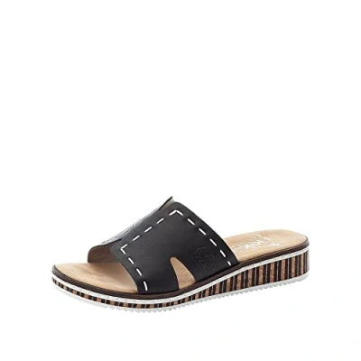 Image of Rieker Women&#039;s V3692 Sandal, Black, 8 UK