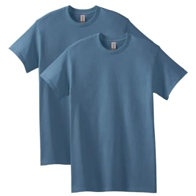 Image of Gildan Heavy Cotton T Shirt, Style G5000, Multipack, Indigo Blue (2 Pack), S (Pack of 2)