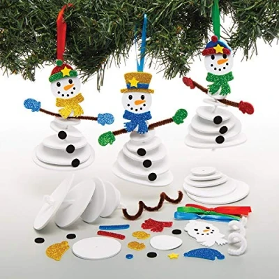 Image of Baker Ross AT162 Snowman Stacking Decoration Kits, Christmas Arts and Crafts (Pack of 6), Assorted