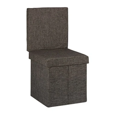 Image of Relaxdays Folding Storage Ottoman w/Back, Size 73 x 38 cm Footstool Linen Bench with Removable Lid, Brown