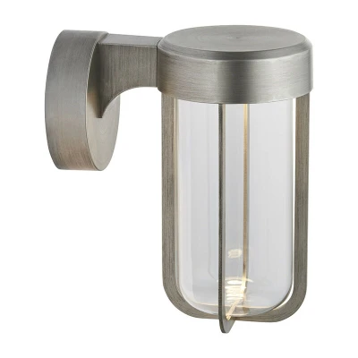 Image of Benevento Outdoor Integrated LED Wall Lamp Brushed Silver Finish &amp; Clear Glass IP44