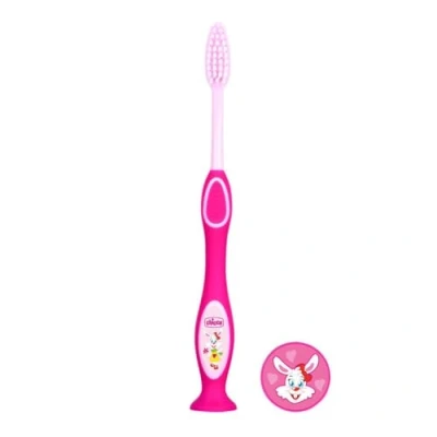 Image of Chicco Toothbrush with Fine Bristles, Children&#039;s Toothbrush, Delicate Tongue Cleaner, Ergonomic Non Slip Grip, Assorted Colours, Girl, 3 6 Years