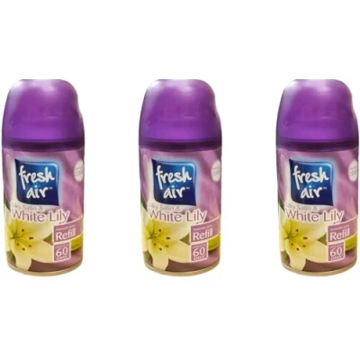 Image of Fresh Air Silky Satin &amp; White Lily 250ml Compatible Automatic Spray Refills Last 60 DAYS (1 x Spray)