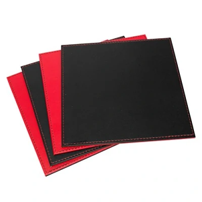 Image of Set of 8 Reversible Black &amp; Red Faux Leather Placemats