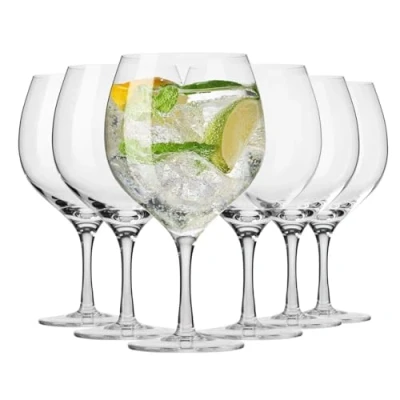 Image of Krosno Drinking Glasses Cocktail Gin Tonic Balloon Water Set of 6 700 ML Harmony Collection Martini Wine Gift Box, Gifts for Women Home, Events &amp; Kitchen