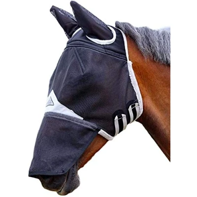 Image of Shires Field Durable Fly Mask With Ears &amp; Nose (Black, Small Pony)