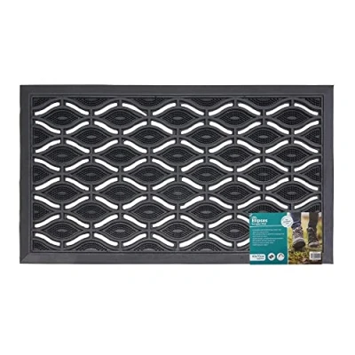 Image of JVL Heavy Duty Rubber Elipse Eyes Design Floor Door Mat Suitable for Caravan, Home, Office, 40 x 70 cm