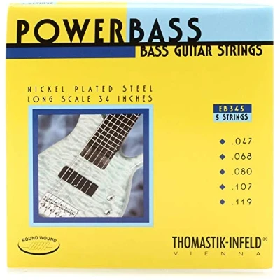 Image of Thomastik Saiten für E Bass Power Magnecore Round Wound Hexcore Satz EB345 5 string roundwound long scale 34&quot;
