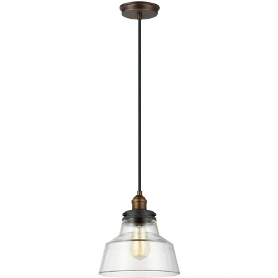 Image of Baskin 1 Light Dome Ceiling Pendant Brass, Dark Zinc, E27