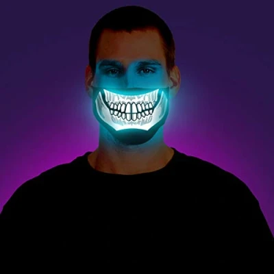 Image of Morph Adult Screaming Light Up Skeleton Demon Hallowen LED Half Mask