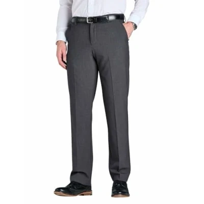 Image of Farah Men&#039;s 4 Way Stretch Trousers Classic Flat Front, Moisture Wicking &amp; Soft Touch Charcoal
