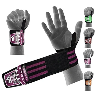 Image of EMRAH &#039;&#039;HEAVY DUTY&#039;&#039; Weight Lifting Wrist Wraps Gym Straps Bodybuilding Power Training Workout Exercise (Purple)