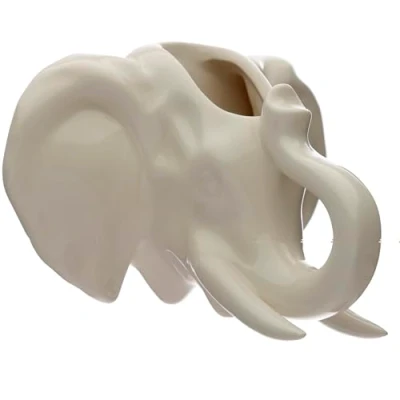Image of Puckator Ceramic Elephant Head Garden Wall Planter Plant Pot Indoor Decorative Pots House Basket Gifts Home Decoration Gift Planters For Women Flowerpot
