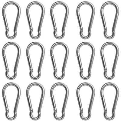 Image of BELLE VOUS Stainless Steel Snap Spring M4 Hook Carabiner Clips (15 Pack) 4cm/1.6 inches Multipurpose Durable Outdoor/Indoor Carabiners for Keychains, Camping, Fishing &amp; Hiking Accessories