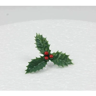 Image of 10 Sprigs of Holly &amp; Berries Christmas Cake Decoration