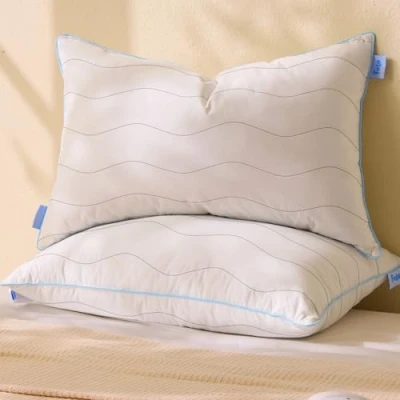 Image of felo Feather Down Pillow Queen Size Set of 2, CloudFusion Goose for Sleeping, Luxury Hotel Collection Bed Supportive Pillows Side Back Pain Sleepers, 100% Organic Cotton Shell (20&quot; x 30&quot;)