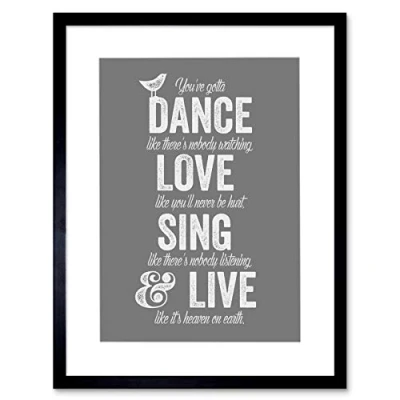 Image of Wee Blue Coo Quote Dance Love Sing Live Framed Picture Art Wall Print