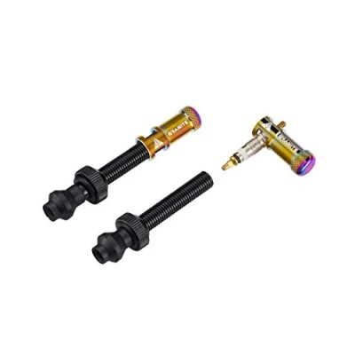 Image of Granite Juicy Nipple Valve Cap and Presta Stem Set, Bike Tyre Caps Dust Covers with Core Removing Function, Durable Alloy (Oil Slick)