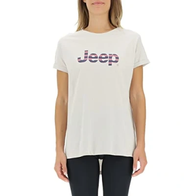 Image of JEEP Women&#039;s J Woman T Shirt Oversize Striped Print Turn up Sleeve J22W, Light Graystone, XL
