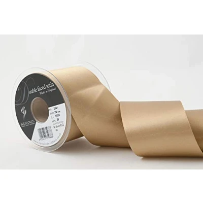 Image of Berisfords 70 mm x 20 m Double Faced Satin Ribbon, Straw
