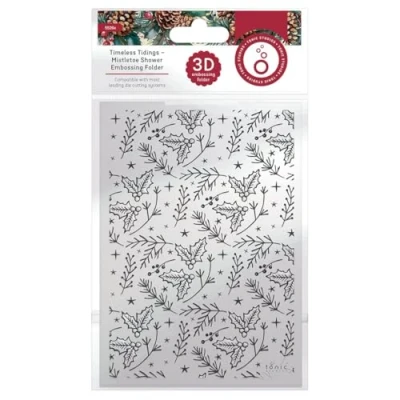 Image of Tonic Studios Timeless Tidings Mistletoe Shower 3D Embossing Folder 5526E