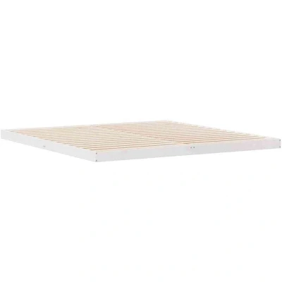 Image of vidaXL modular bed frame solid pine wood white painted finish 200 x 220 cm rectangular design for adults easy assembly