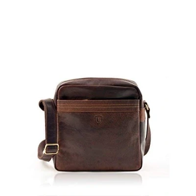 Image of Keswick Real Leather Small Messenger Bag in Brown
