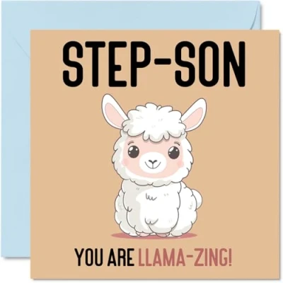 Image of Birthday Cards for Step Son Llama Zing Funny Happy Card from Mum Dad, Gifts, 145mm x Joke Greeting Men Him