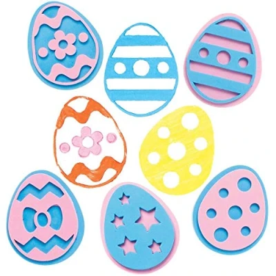 Image of Baker Ross Easter Egg Foam Stampers Pack of 10, Crafts Supplies for Kids (AX765)