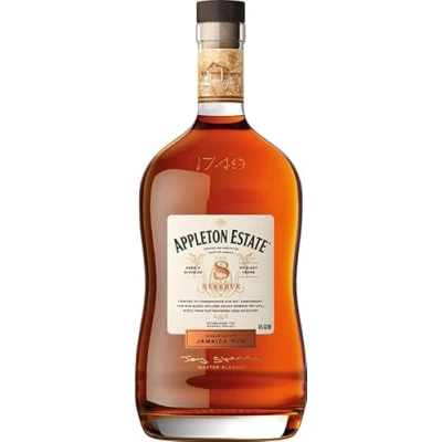 Image of Appleton Estate 8 Year Old Reserve Finest Jamaica Rum 1L 43% ABV Rich and complex with notes of oak, fruit, spice, perfect for sipping or mixing in premium cocktails
