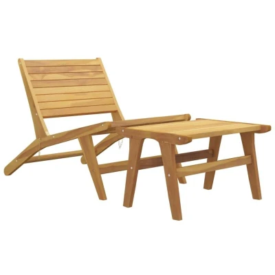 Image of Garden Chair with Footrest Solid Wood Teak Vidaxl