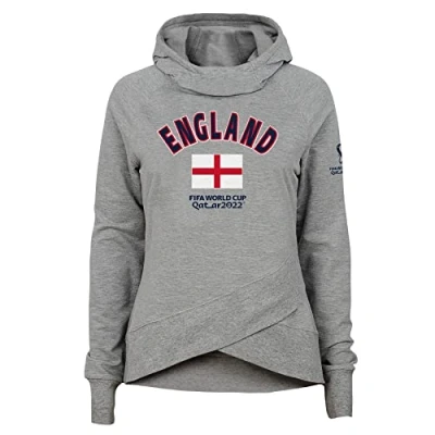 Image of Official FIFA World Cup 2022 Snood Neck Hoodie , Girls, England, Age 12 13 Heather Grey