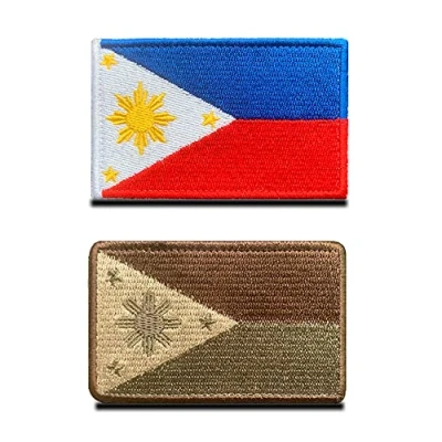 Image of Zcketo 2 PCS Philippines Flag Patches Hook and Loop Fastener Embroidered Tactical Military National Filipino Patch for Attach to Caps,Bags,Backpacks,Vest,Uniforms,Team Clothes,Tactical Etc.