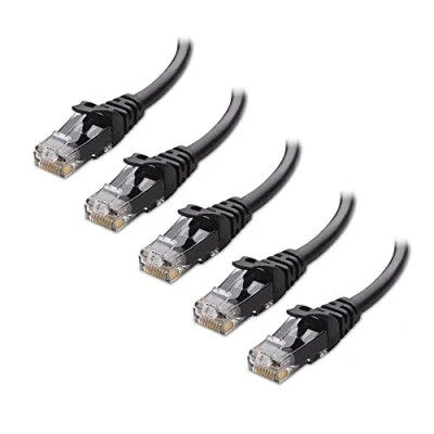 Image of Cable Matters 5 Pack 10Gbps Snagless Short Cat6 Ethernet 0.9m (Cat6 Cable, Cat 6 Cable) in Black 0.9 Meter