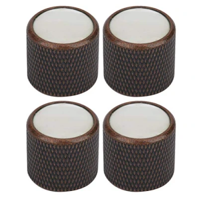 Image of 4 Pcs Electric Guitar Top Hat Knobs Metal High End Shell Inlaid Potentiometer Control Knob Durable Volume Tone Dome Knobs(Bronze)