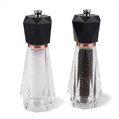 Image of Cole &amp; Mason H321938 Somerton Salt and Pepper Mills, Precision+, Antique Brass/Acrylic, 180 mm, Gift Set, Includes 2 x Grinders